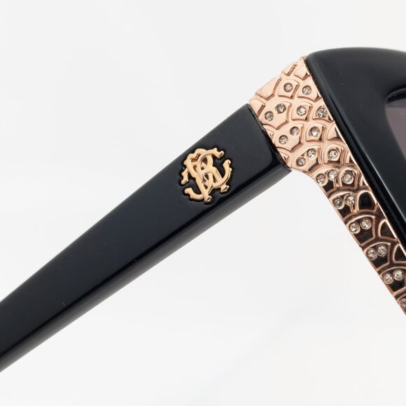 Roberto Cavalli Mekbuda Black Rhinestone Snakeskin-Texture Cat-Eye Sunglasses - Picture 6 of 9